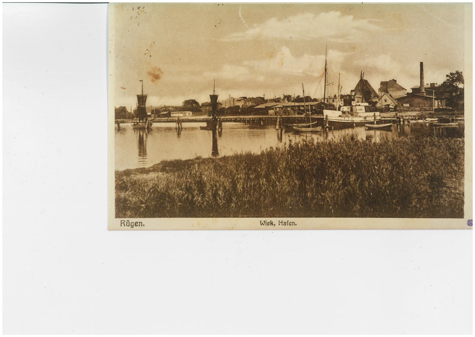 Der Wieker Hafen auf einer Ansichtskarte